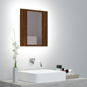 Móvel de casa de banho com espelho LED madeira carvalho castanho 40x12x45 cm D