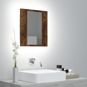 Móvel de casa de banho com espelho LED madeira carvalho fumado 40x12x45 cm D