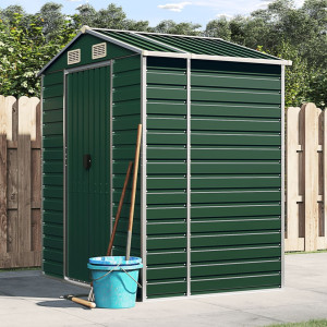 Abrigo de jardim em aço galvanizado verde 191x130x198 cm D