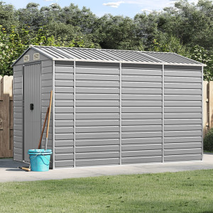 Abrigo de jardim em aço galvanizado cinza claro 191x300x198 cm D