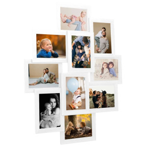 Quadro de fotos collage para foto de 10x(13x18 cm) branco MDF D
