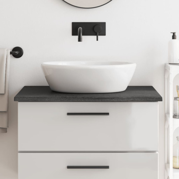 Encimera de baño madera maciza tratada gris oscuro 80x60x2 cm D