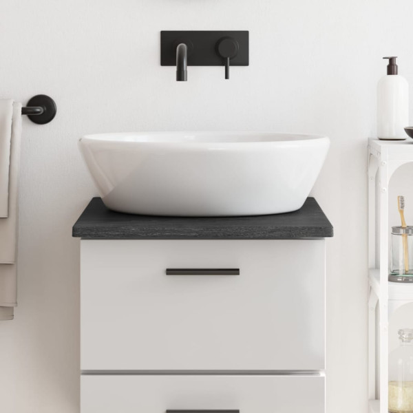 Encimera de baño madera maciza tratada gris oscuro 40x60x2 cm D