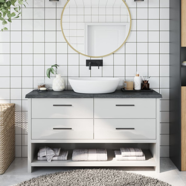 Encimera de baño madera maciza tratada gris oscuro 120x40x4 cm D