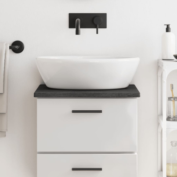 Encimera de baño madera maciza tratada gris oscuro 40x30x2 cm D