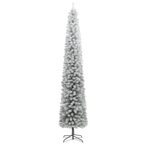 Árbol Navidad estrecho con soporte y nieve artificial PVC 300cm D