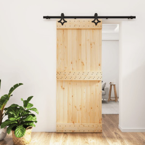 Puerta corredera con herrajes madera maciza de pino 85x210 cm D