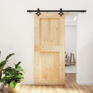 Puerta corredera con herrajes madera maciza de pino 90x210 cm D