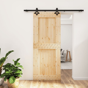 Puerta corredera con herrajes madera maciza de pino 85x210 cm D