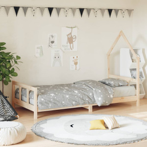 Estructura de cama infantil madera maciza de pino 90x190 cm D