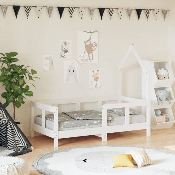 Estructura de cama para niños madera de pino blanco 70x140 cm D