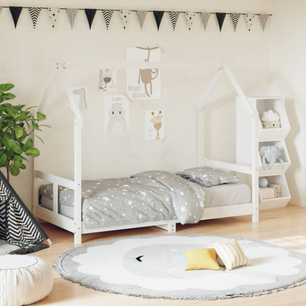 Estrutura da cama para crianças madeira de pinho branco 80x160 cm D