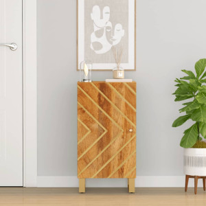 Mueble auxiliar madera maciza mango marrón/negro 40x33.5x75 cm D