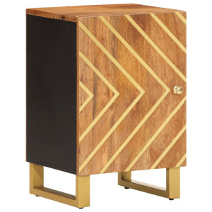 Mueble de baño madera maciza mango marrón y negro 38x33.5x58 cm D