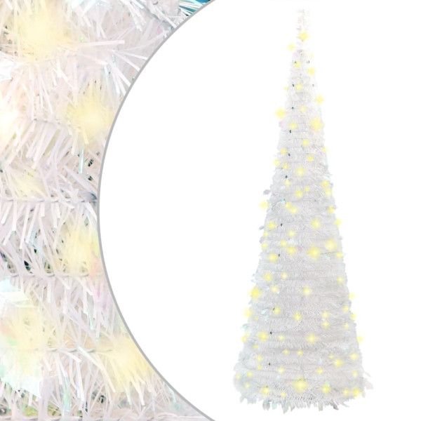 Árbol de Navidad artificial desplegable 100 LED blanco 150 cm D