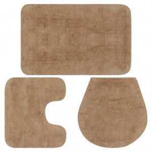 Conjunto de tapetes de banho de tecido 3 peças beige D