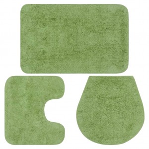 Conjunto de alfombrillas de baño de tela 3 piezas verde D