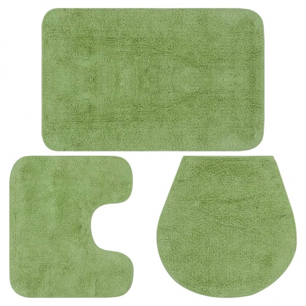 Conjunto de tapetes de banho de tecido 3 peças verdes D