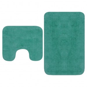 Conjunto de alfombras de baño de tela 2 piezas turquesa D