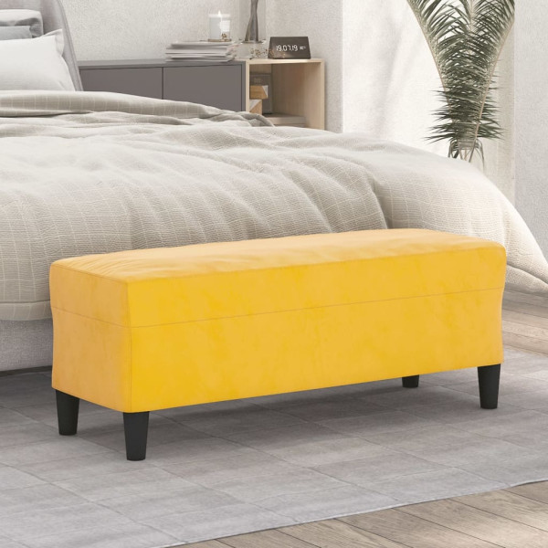 Banco de veludo amarelo 100x35x41 cm D