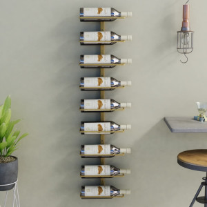 Botellero de pared para 9 botellas hierro dorado D