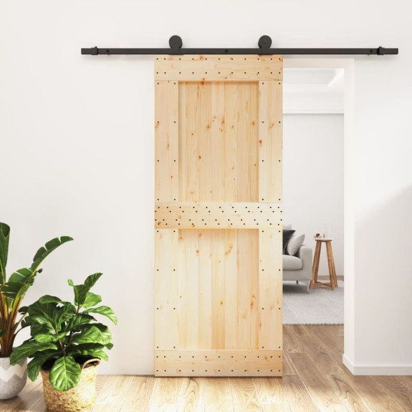 Puerta corredera con herrajes madera maciza de pino 85x210 cm D