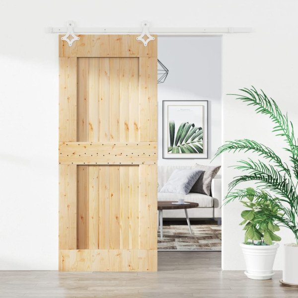 Puerta corredera con herrajes madera maciza de pino 80x210 cm D