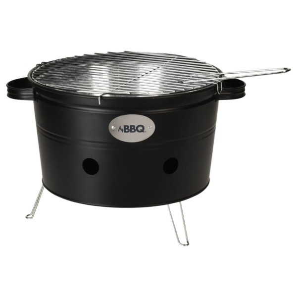 ProGarden Barbacoa de cubo con 2 asas negro mate 34.5 cm D