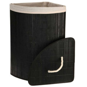 Bathroom Solutions Cesto para la colada esquinero bambú negro D