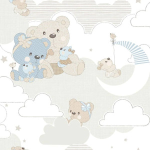 Noordwand Papel pintado Mondo baby Hug Bears azul y beige D