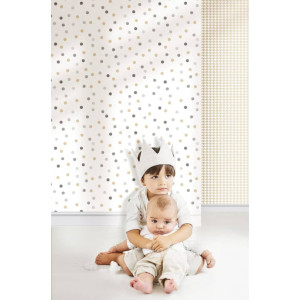 Noordwand Papel pintado Mondo baby Confetti Dots blanco. gris y beige D