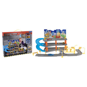 Tender Toys Parking con 4 coches de juguete gris y azul 62x31x33 D