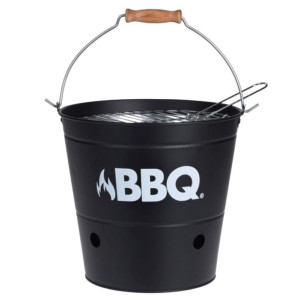 ProGarden Barbacoa de cubo BBQ negro mate 26 cm D