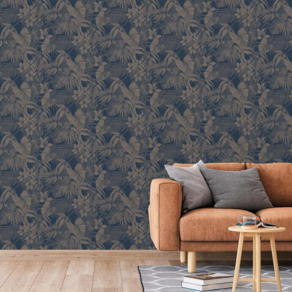 DUTCH WALLCOVERINGS Joelle papel pintado prateado e azul D