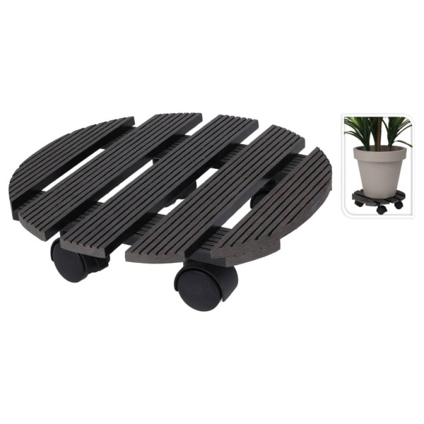 ProGarden Suporte com rodas para plantas cinza redondo 29 cm D