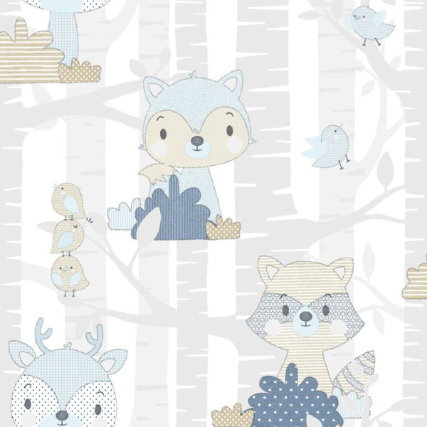 Noordwand Papel pintado Mondo baby Forest Animals branco e azul D