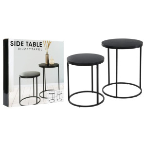 H&S Collection Set de mesas auxiliares 2 pzas superficie madera negro D