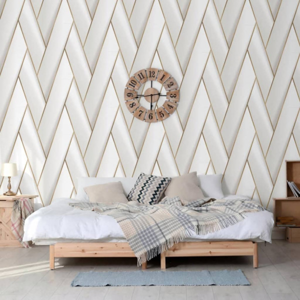 DUTCH WALLCOVERINGS Papel Geométrico branco e dourado D