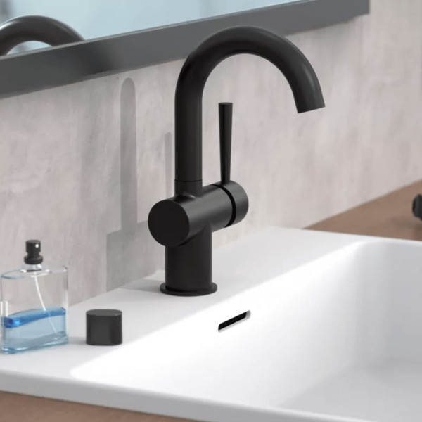 SCHÜTTE Garrafa monomando lavabo CORNWALL com maneta lateral preto mate D