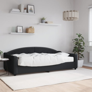 Sofá cama con colchón tela negro 100x200 cm D
