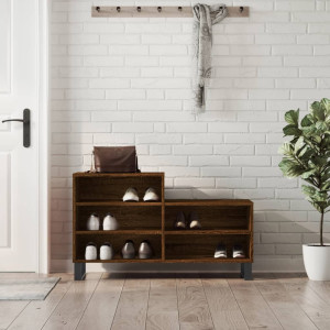 Mueble zapatero madera contrachapada roble marrón 102x36x60 cm D