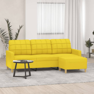 Sofá de 3 lugares com banco de tecido amarelo claro 180 cm D