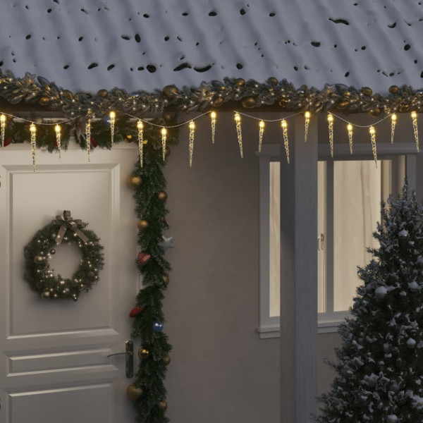 Luces carámbano Navidad 100 LED blanco cálido acrílico PVC 10 m D