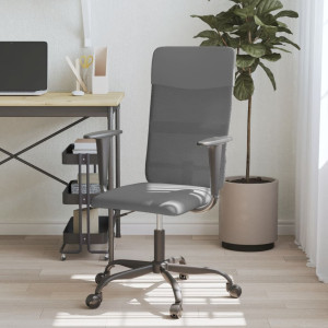 Cadeira de escritório de malha e couro sintético cinza D