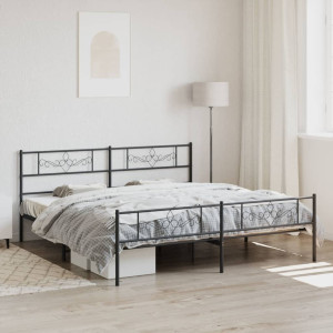 Estructura de cama cabecero y pie de cama metal negro 183x213cm D