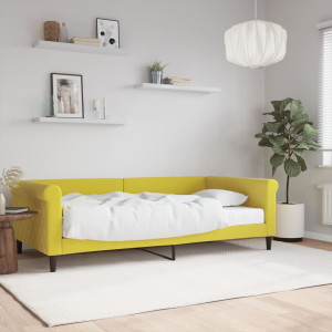 Sofá cama con colchón terciopelo amarillo 100x200 cm D