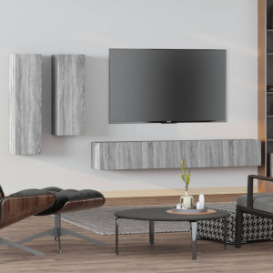 Set de muebles para TV 4 pzas madera contrachapada gris Sonoma D