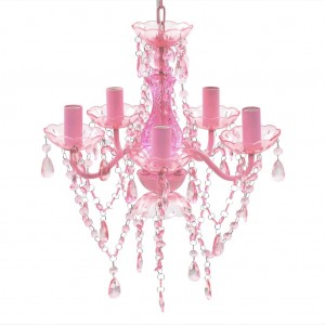 Lámpara de araña de cristal 5 bombillas rosa D