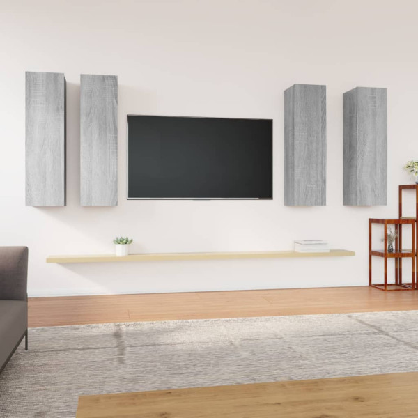 Furniture TV 4 uds madeira de contraplacado cinza Sonoma 30.5x30x110cm D
