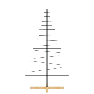 Árbol de Navidad metal negro con base de madera 150 cm D